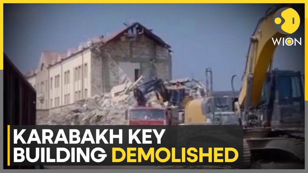 Former Karabakh Armenian Parliament building destroyed | WION Former Karabakh Armenian Parliament building destroyed | WION